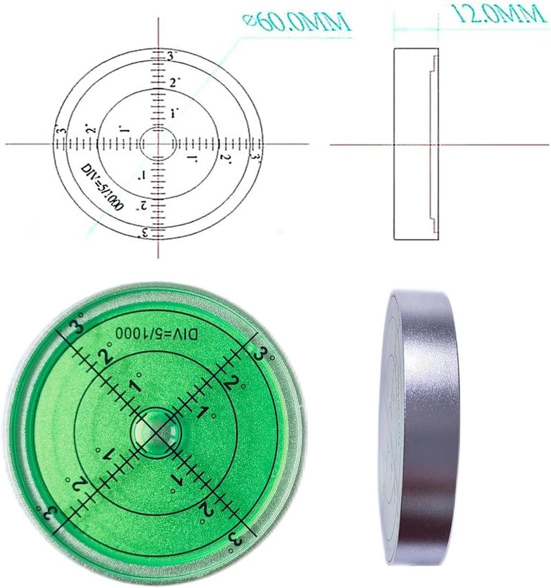 BUBLEVL Circular Bubble Levels 2.4 Inch 60mm Accuracy 15'/2 Round High Precision Aluminium Bullseye RV leveling Bubble Levels For Motorhome, Camping, Trailer, Construction, CNC machine(Circular-6012silver) - Image 2